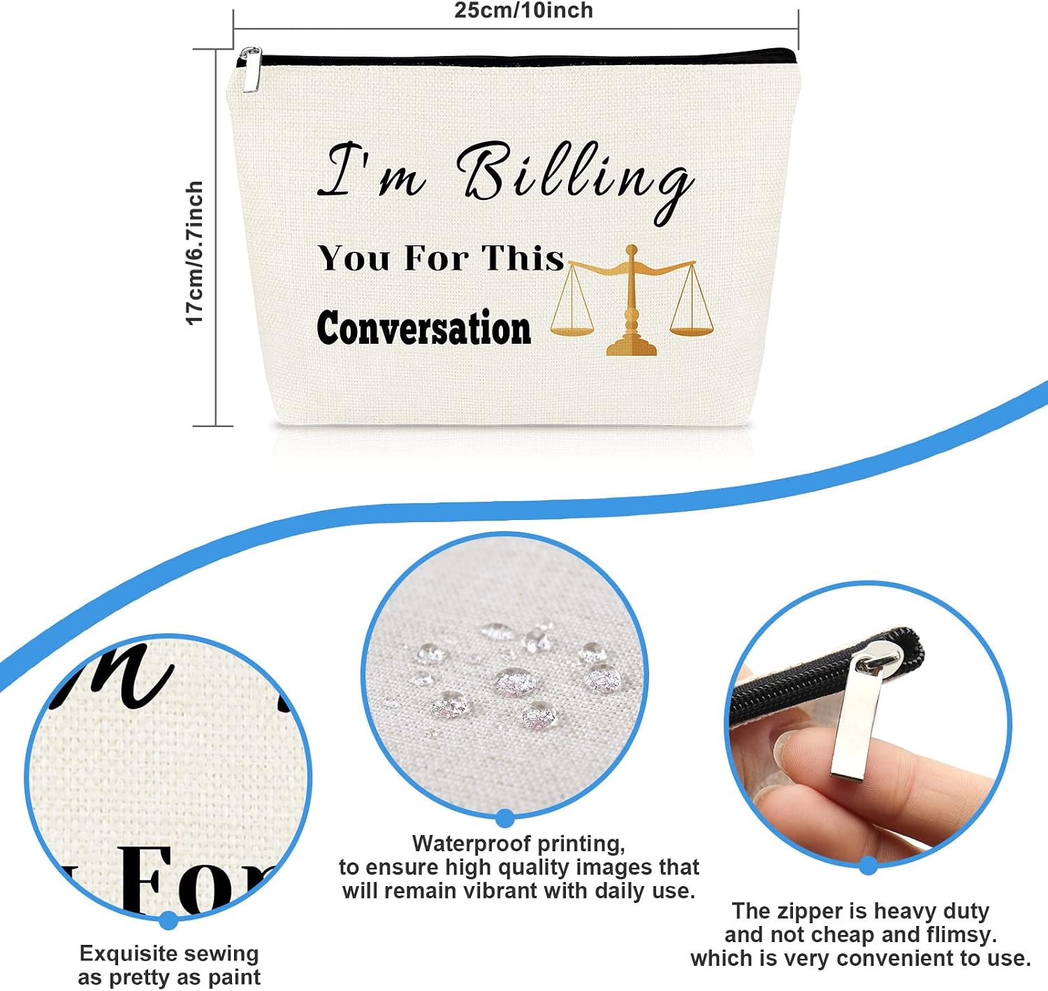 Mikela Funny Lawyer Gifts for Women Makeup Bag Christmas Birthday Paralegal Attorney Judge Legal Assistant Law Student Graduation Gift Cosmetic Travel Pouch Thanksgiving Gift - Image 3