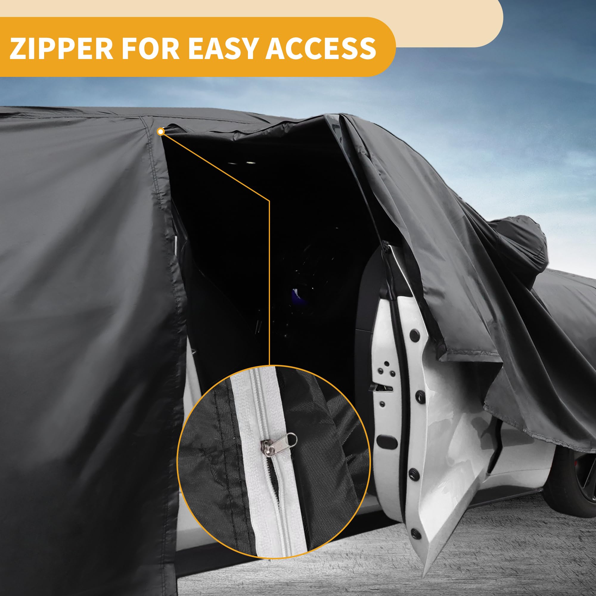 Funda De Coche Impermeable para MG Zs 2017-2023 1Pc | Negro, Azul, 210D-Pu, 440X181X145Cm, Todo Clima Exterior, Proteccion Solar Anti-Uv, Lluvia Completa, Franjas Reflectantes
