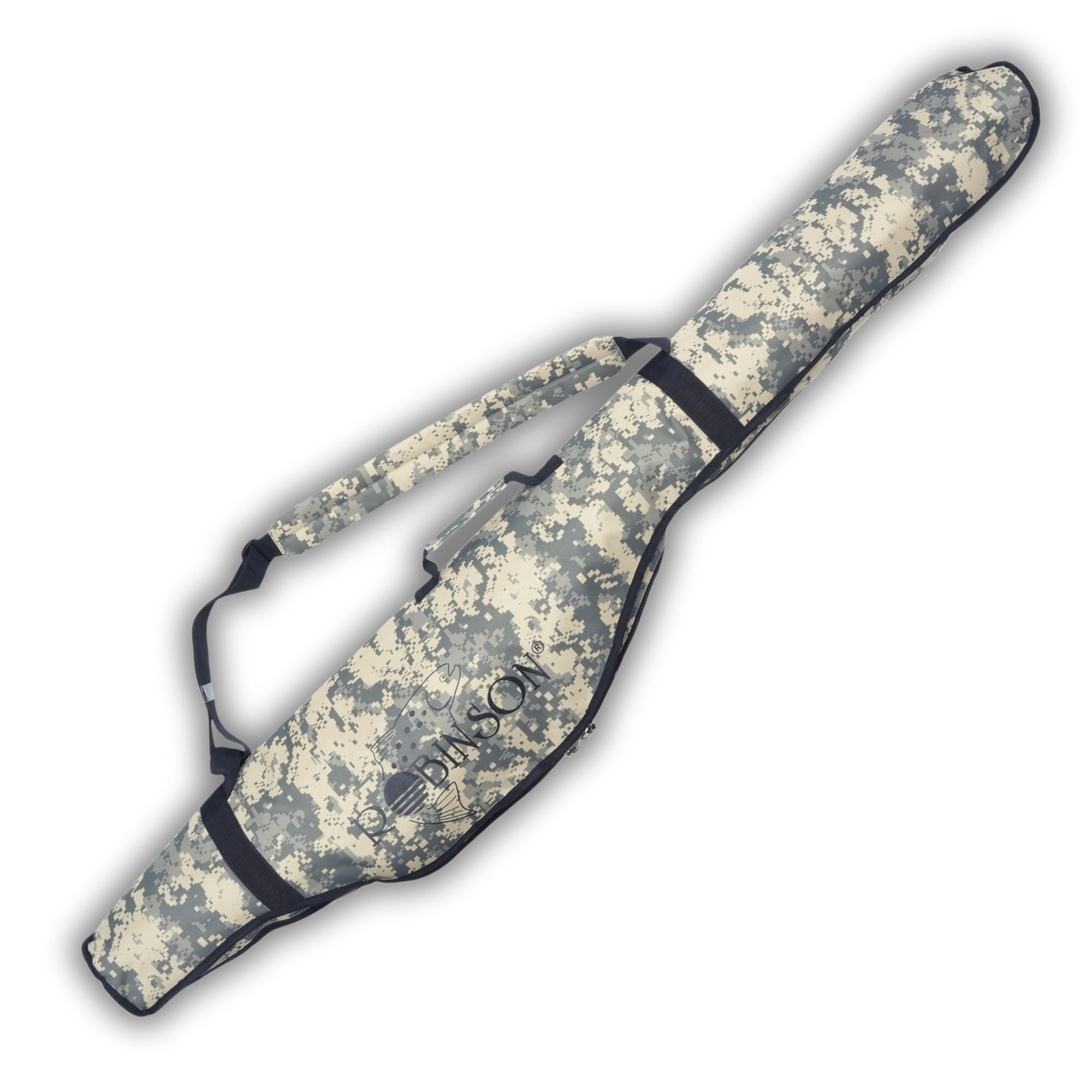 Robinson Rutentasche 1,5m - Angelrutentasche mit Rollenschutz - 2 Fächer verstärkt für Street Fishing und Spinnfischen, professioneller Rutenfutteral - Camo Comfort