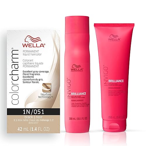 WELLA Color Charm Invigo Brilliance Champú y acondicionador de protección del color, para cabello fino + tinte líquido permanente para cobertura de