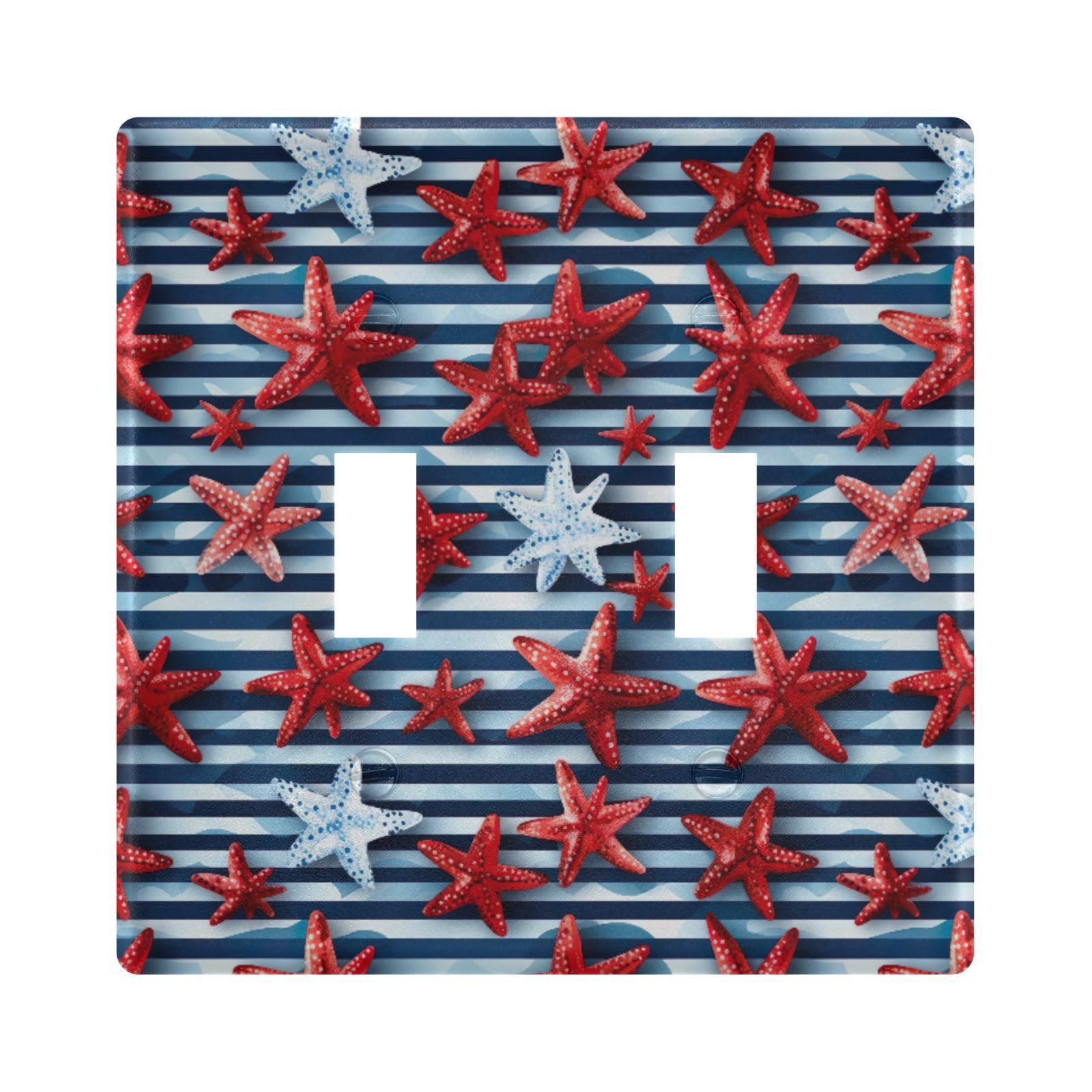 UMIRIKO Starfish Blue Stripe Light Switch Cover Plate Covers Decorative Double Toggle Home Decor 202a8800