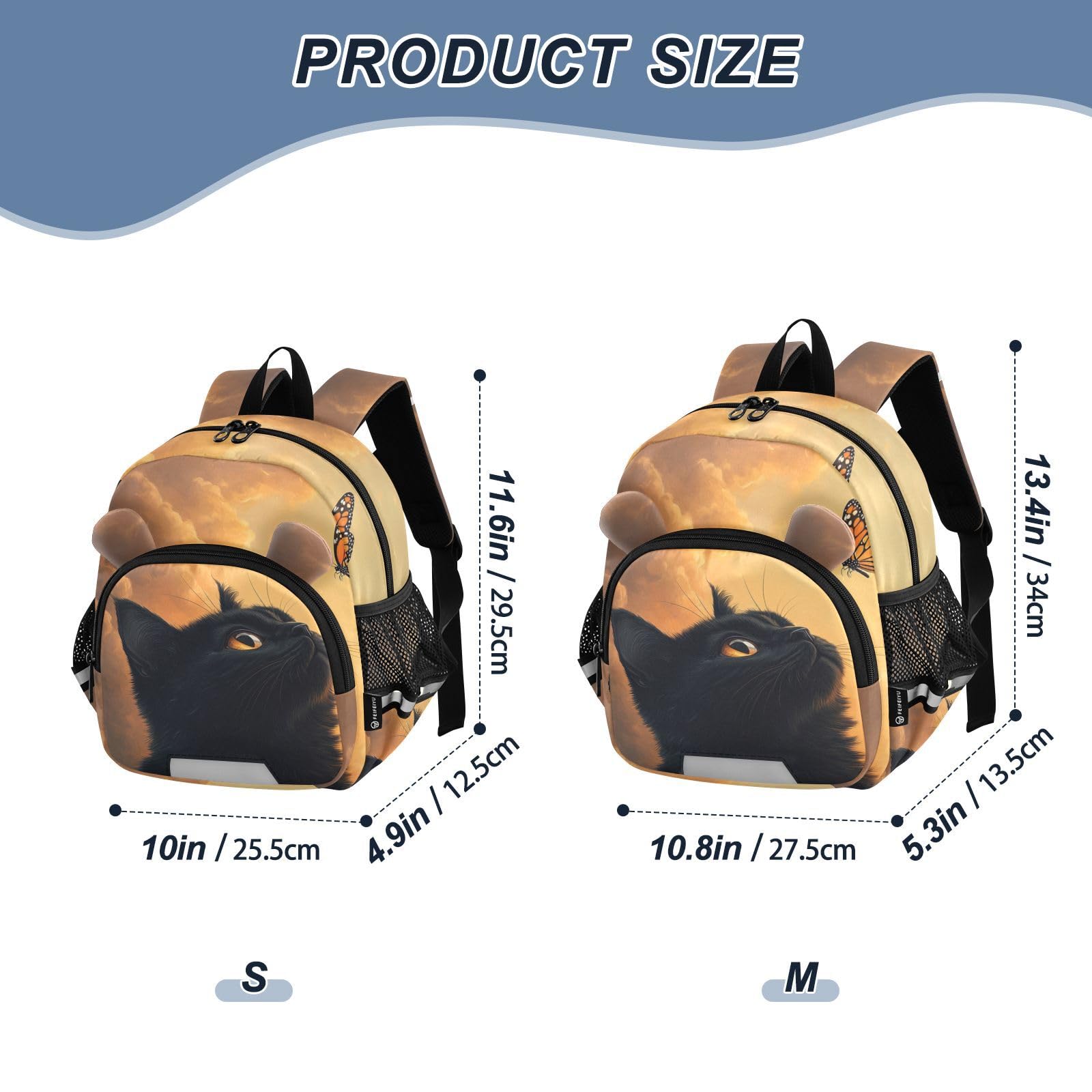 Black Cat Butterfly Toddler Harness Backpack for Boys Girls 3-6 Years Kids Backpack with Anti Lost Safety Leash Child Leash Backpack for Travel Walking Preschool
