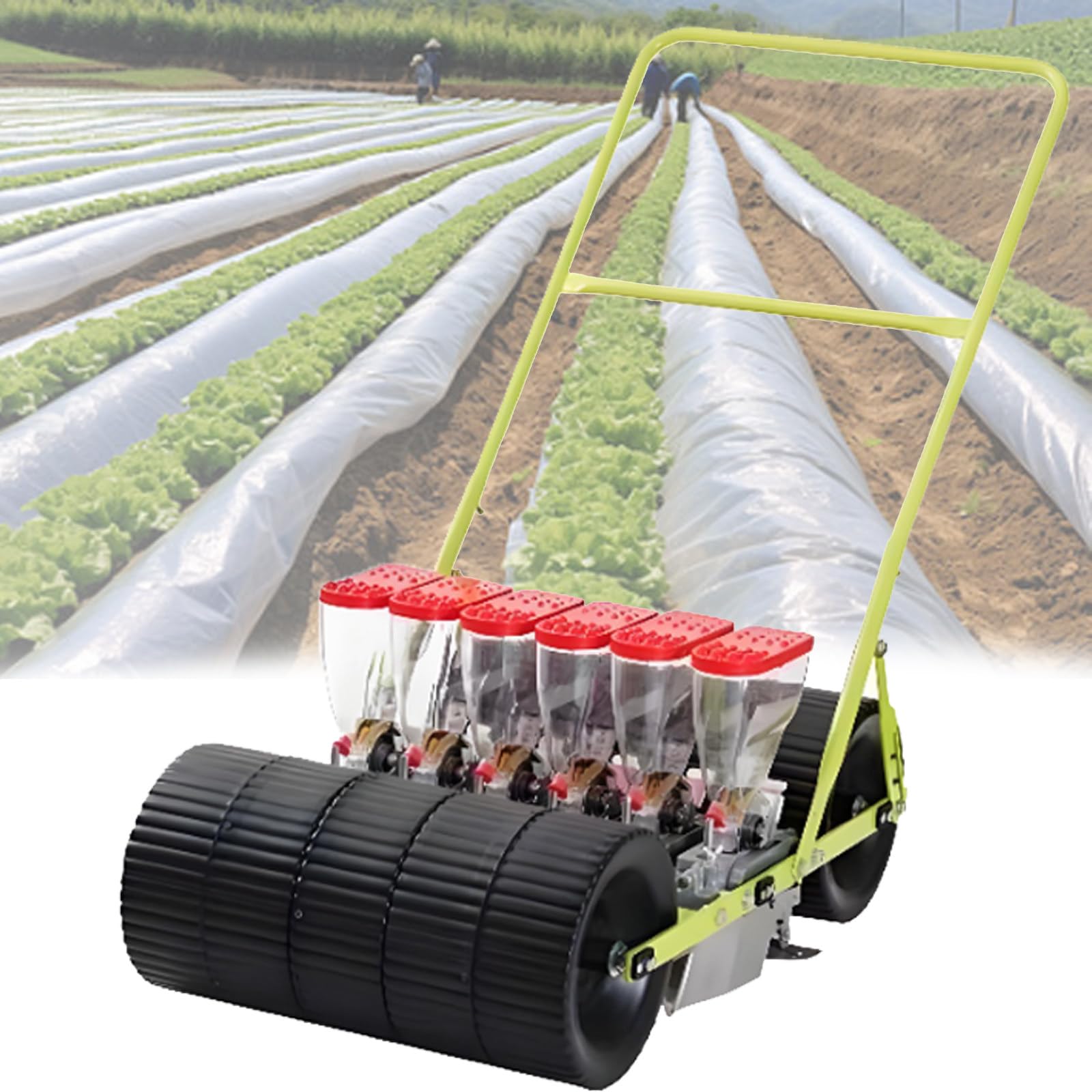 Präzisionspflanzgefäß mit 6 Reihen, verstellbarer Reihenabstand für 2–10 mm Samen, manueller Gartenstreuer für Mais, Lauch, Spinat, Karotten – Effizientes Gemüsepflanzen