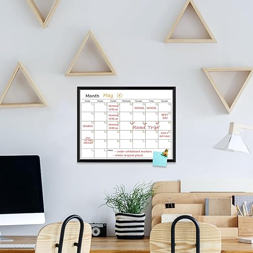 Miniatura 6 de Umtiit - Calendario mensual de borrado en seco, pizarra blanca de 13 x 17 pulgadas, marco de madera negra, pizarra blanca de superficie magnética