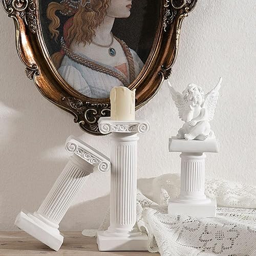 Miniatura 6 de BESPORTBLE Mini columna griega de pilar romano, decoración de estatuas de columna romana blanca de resina, estante para decoración de mesa de boda