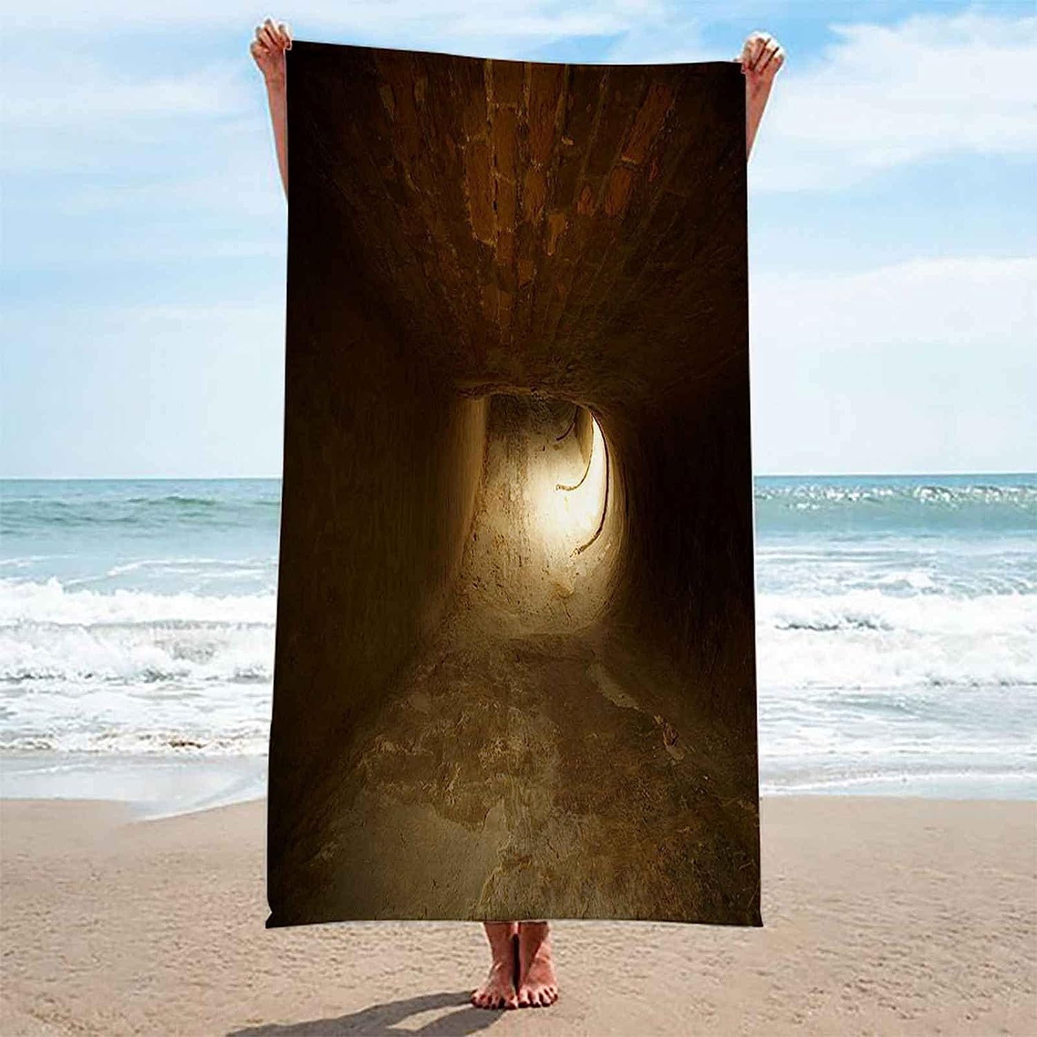 Mikrofaser Strandtuch Dunkle Unterführung Handtuch XXL 150 X 200 cm, Strandtuch 3D Badetuch Strandhandtuch Schnelltrocknend Weiches Strandlaken, Reisehandtuch, Saunatuch -5I3L