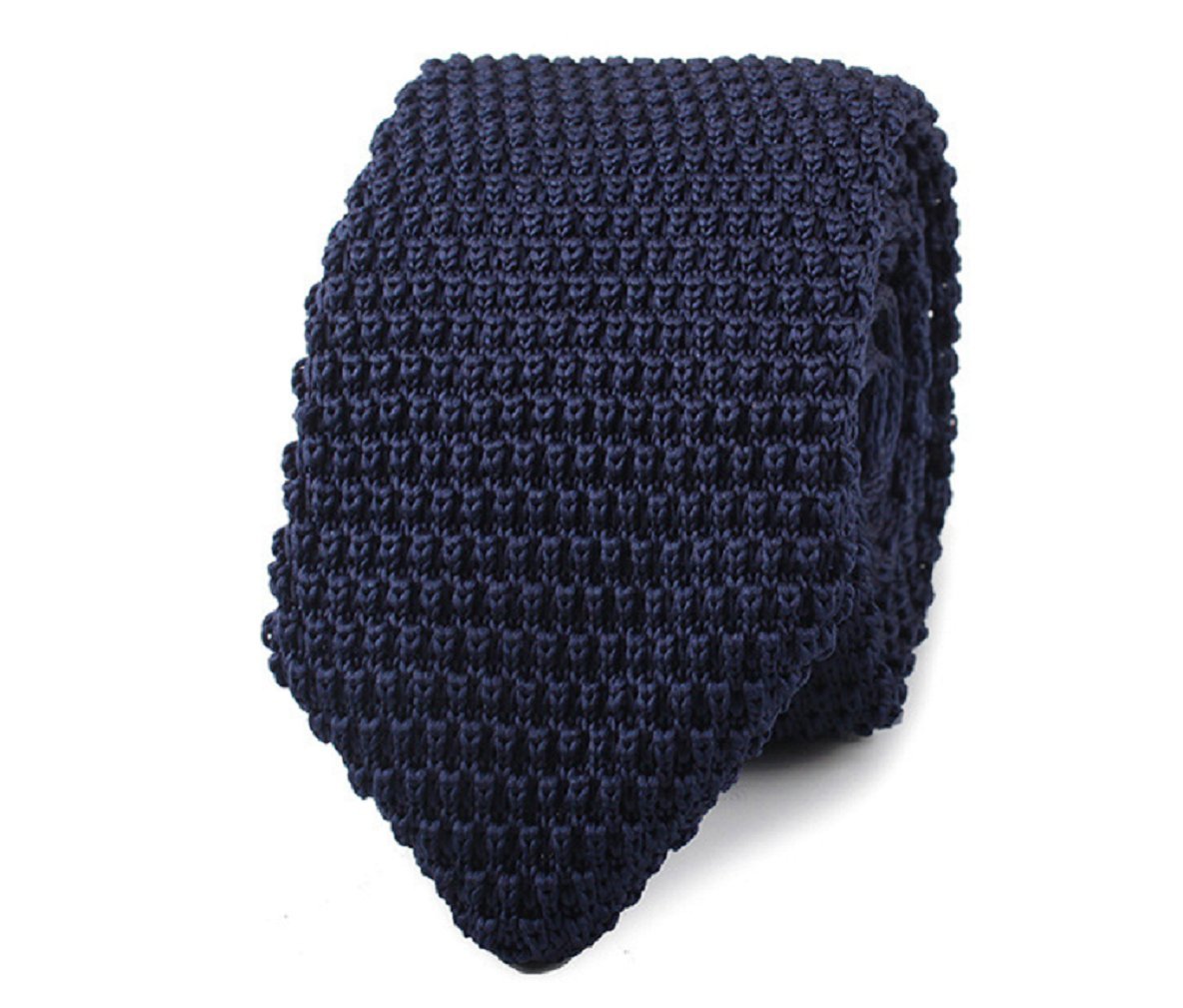 L&L® Navy Blue Collection Woven Paisley Jacquard Silk Knitted Satin Tie Wedding (Knitted Pointed Tie)