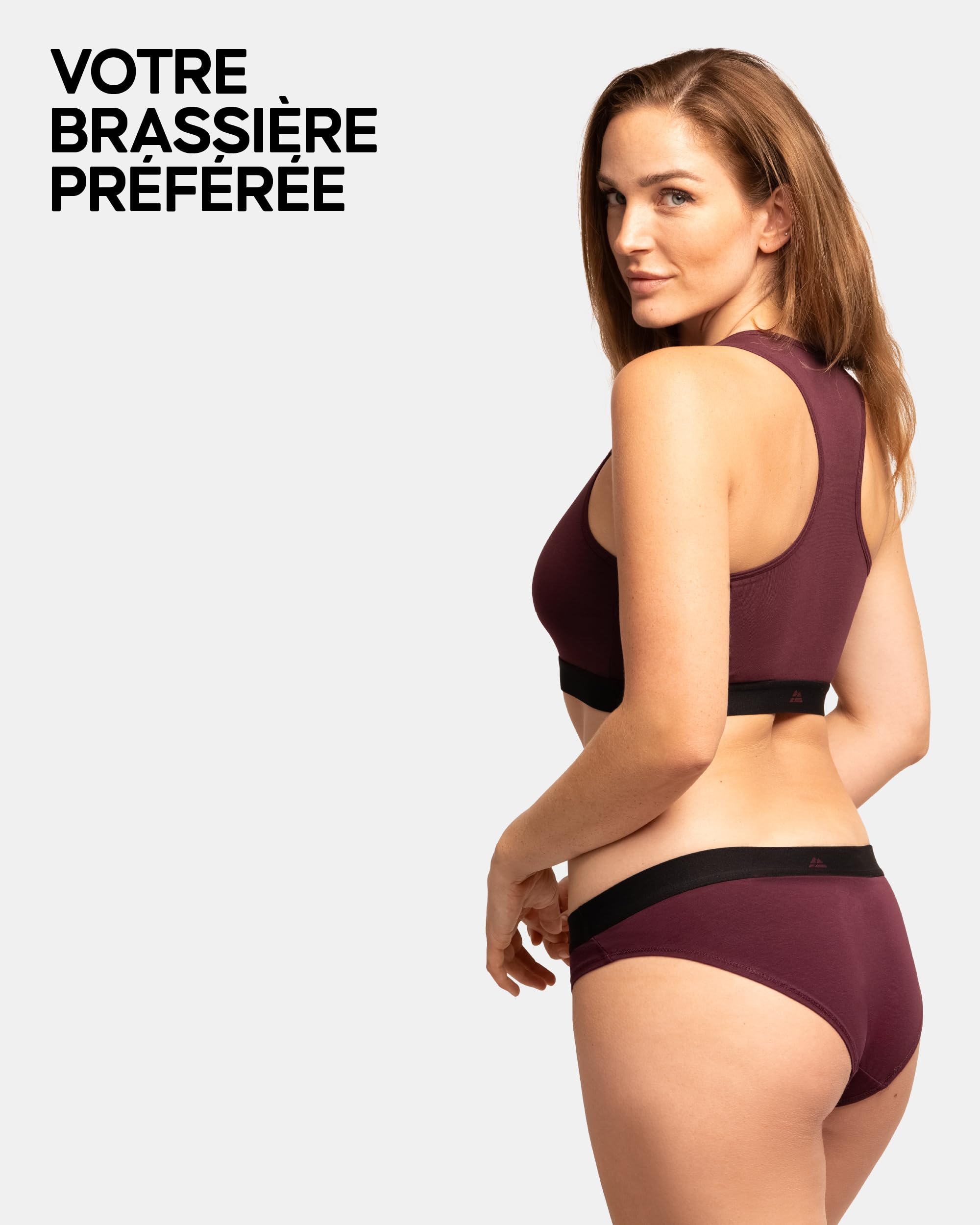 DANISH ENDURANCE Strings en Coton Bio Stretch, Tanga Doux et Confortables, pour Femme, Lot de 3 | Brassière en coton bio, sans fil, avec soutien léger et dos nageur, pour un usage quotidien et des entraînements légers