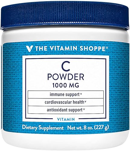 The Vitamin Shoppe Vitamina C en polvo 1,000 MG, antioxidante que apoya la salud inmune y cardiovascular (8 onzas en polvo)