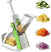 Fatiador de mandoline seguro SupMaKin Para cozinha, fatiador de batata, cortador e picador de legumes, cortador de batatas, espessura ajustável, presente (verde)