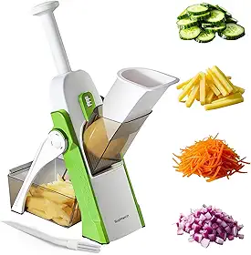 Fatiador de mandoline seguro SupMaKin Para cozinha, fatiador de batata, cortador e picador de legumes, cortador de batatas, espessura ajustável, presente (verde)