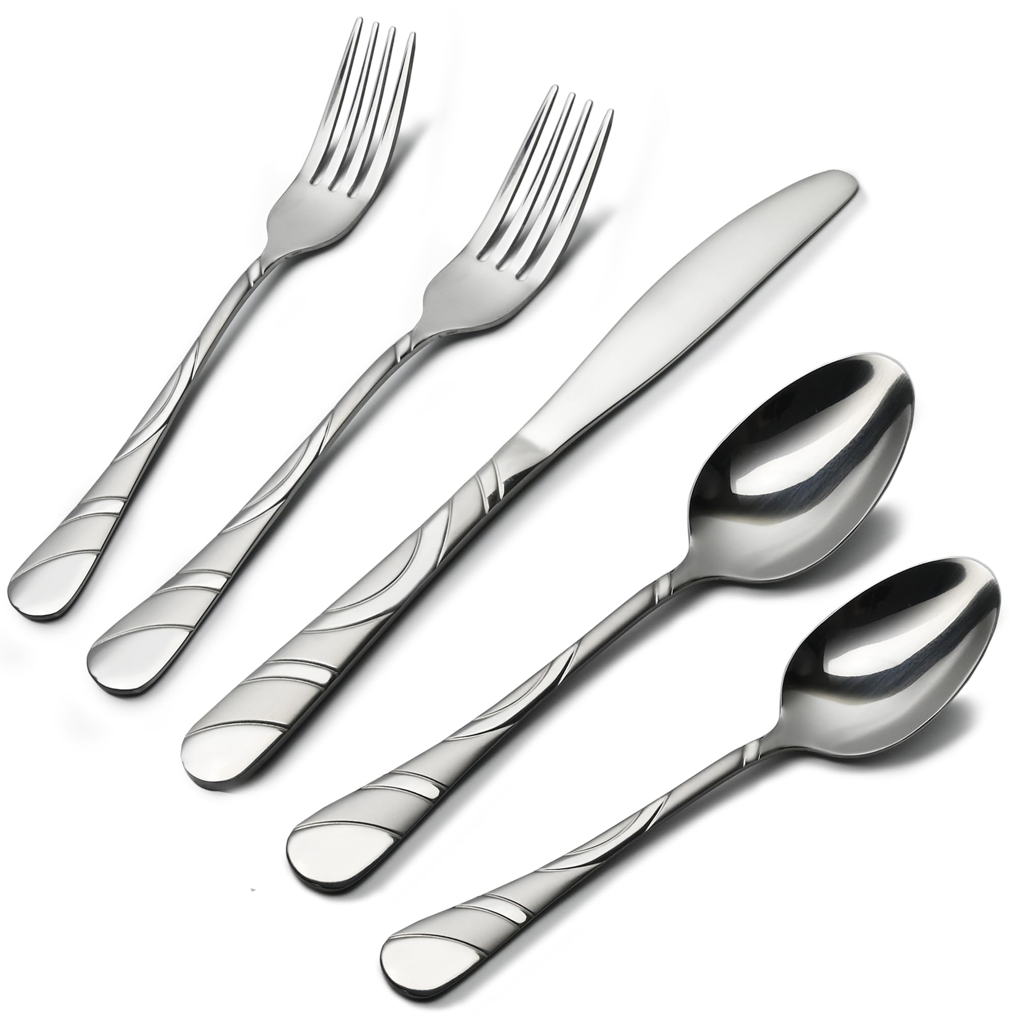 20-Piece Silverware Set for 4, 18/0 Frosted & Mirror Finish Stainless Steel Vintage Flatware Set, Modern Cutlery Set for Home Wedding Restaurant Housewarming Party Event Serving For 4 — Amazon image 14