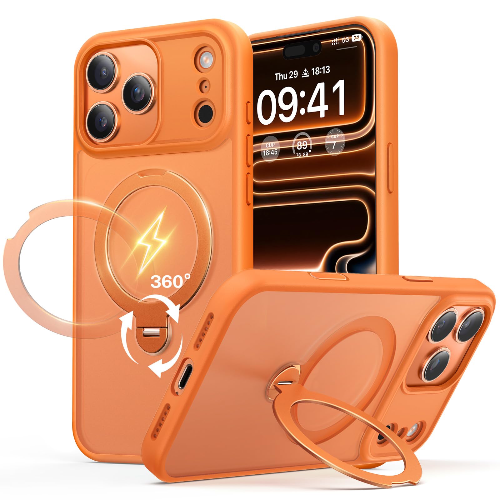 Peerock for iPhone 17 Pro Max Case: with 360° Spin Magnetic Stand, Camera Control Button, Fit for MagSafe, Military Drop Protective Slim Phone Cover