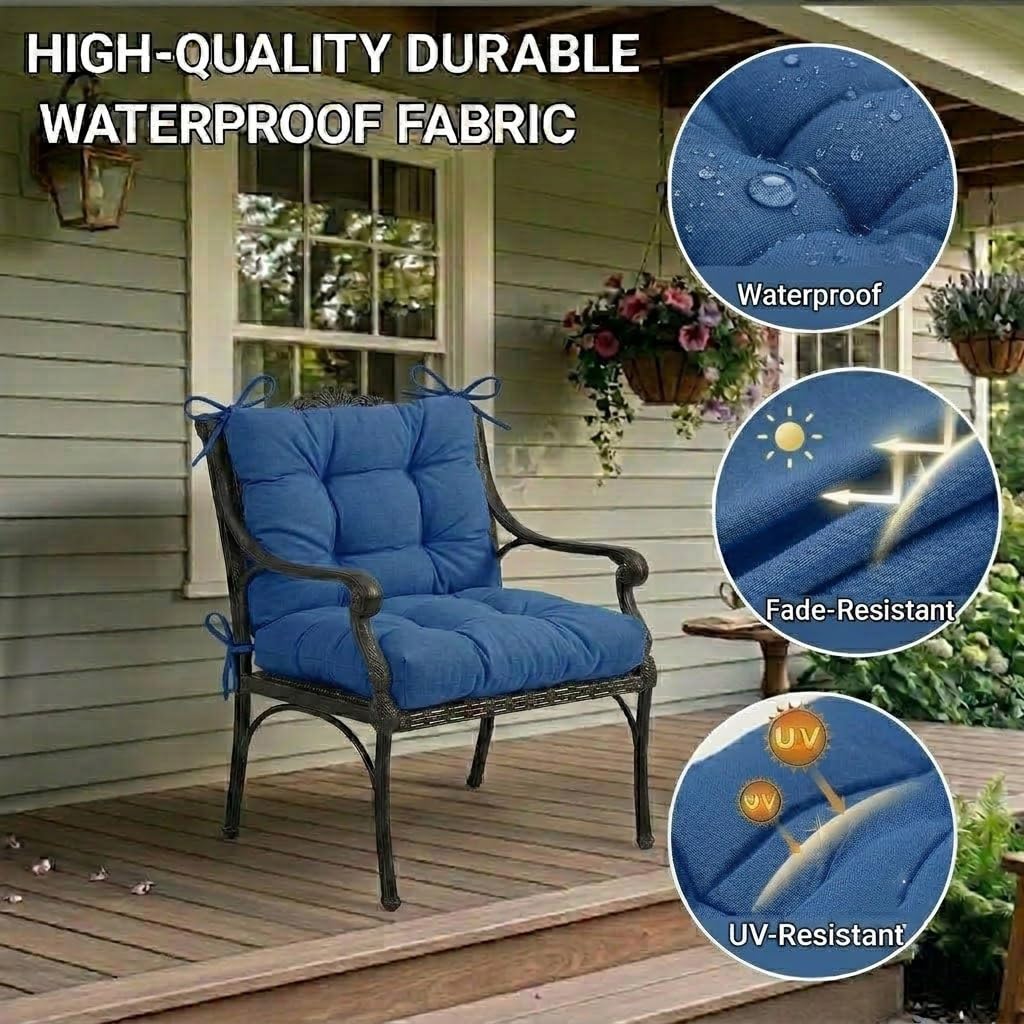 Cuscini per Sedie da Esterno per Mobili da Giardino Impermeabili E Resistenti allo Sbiadimento Cuscini Antiscivolo per Sedie con Lacci Ricambio per Veranda Giardino Terrazzo E Cortile