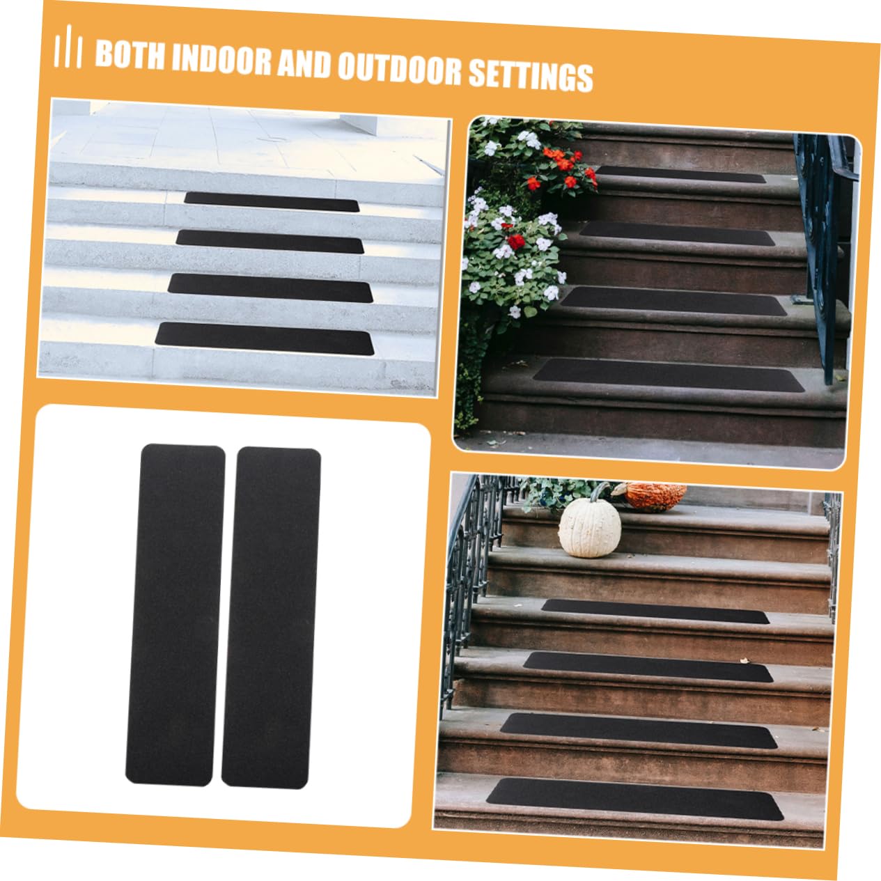 8 peldaños antideslizantes de PVC para escaleras, cinta antideslizante para escalones de interior y exterior, tiras de alfombra para mejorar la seguridad en escaleras, solución adhesiva antideslizante