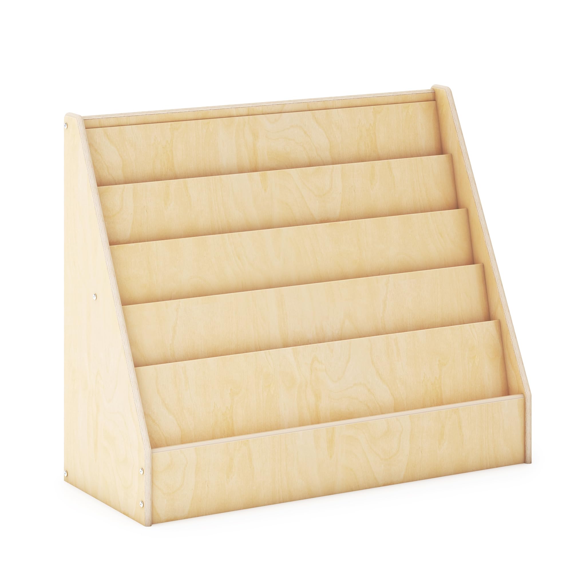 Guidecraft EdQ Book Display for Kids Room: Natural- Wooden Montessori Bookshelf for Homeschool Organization, 5-Tier Front Facing Kids Bookcase for