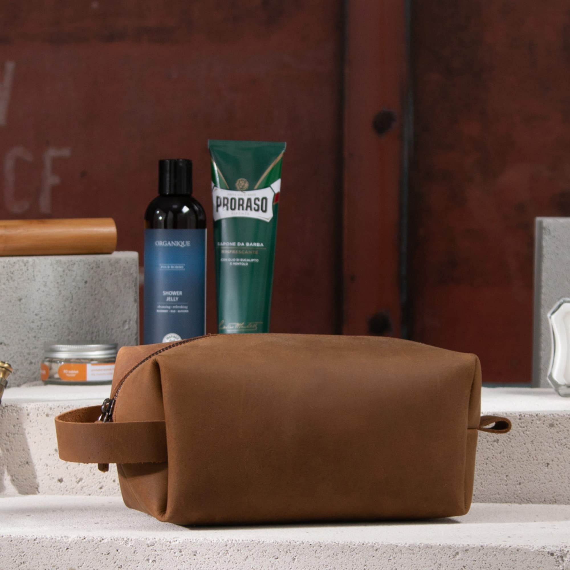 Blade Kulturbeutel Herren aus hochwertigem Leder, handgefertigte Kulturtasche, Leder Dopp Kit für Damen und Herren, Premium Kosmetiktasche für die Reise, Waschtasche für Männer & Frauen