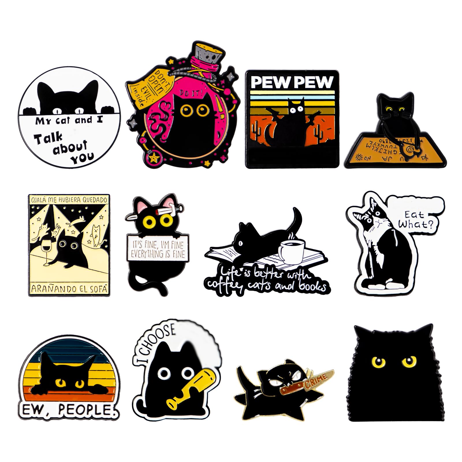10 Pièces Broches en Émail Adorable Épingles en Émail Amusants Badges en Émail Pins Décoratif Badge de Broches d'Animaux Mignons pour Sac à Dos Vêtements Décoration de Fête