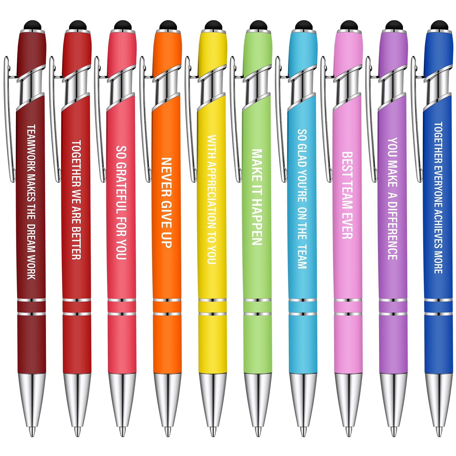 Eersida 10 Pieces Christmas Appreciation Gift Inspirational Work Pens Positive Quotes Greeting Office Pens Ballpoint Touch Stylus for Office Supplies
