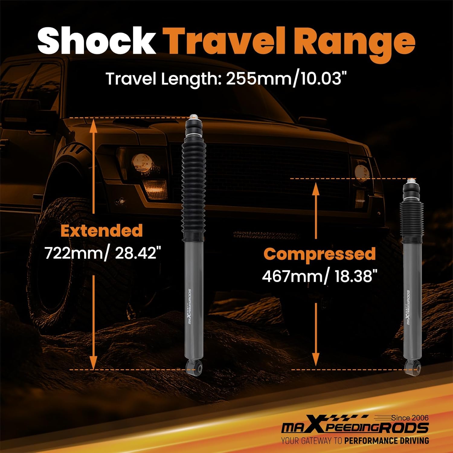 maXpeedingrods 2-4" Front Shock Absorbers for Ram 2500 4WD 2014-2024, G1 Upgraded Version