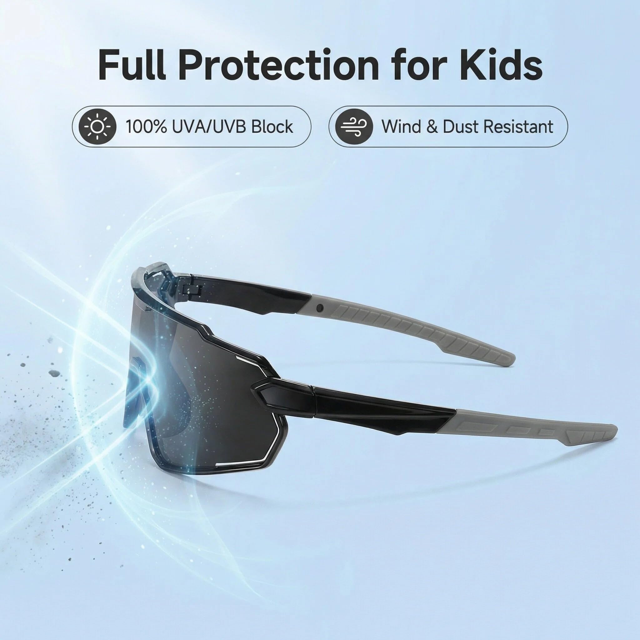 Gafas de sol deportivas polarizadas para niños, jóvenes, béisbol, ciclismo, protección UV, para niños y niñas de 6 a 12 años