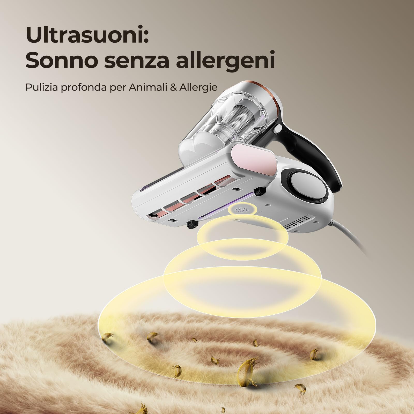 JIGOO J300 Battimaterasso,500W Aspiratore portatile intelligente per materassi, Aspirapolvere antiacaro con luce UV, rimuove il 99,9% degli allergeni, per materassi, letti, divani e mobili imbottiti