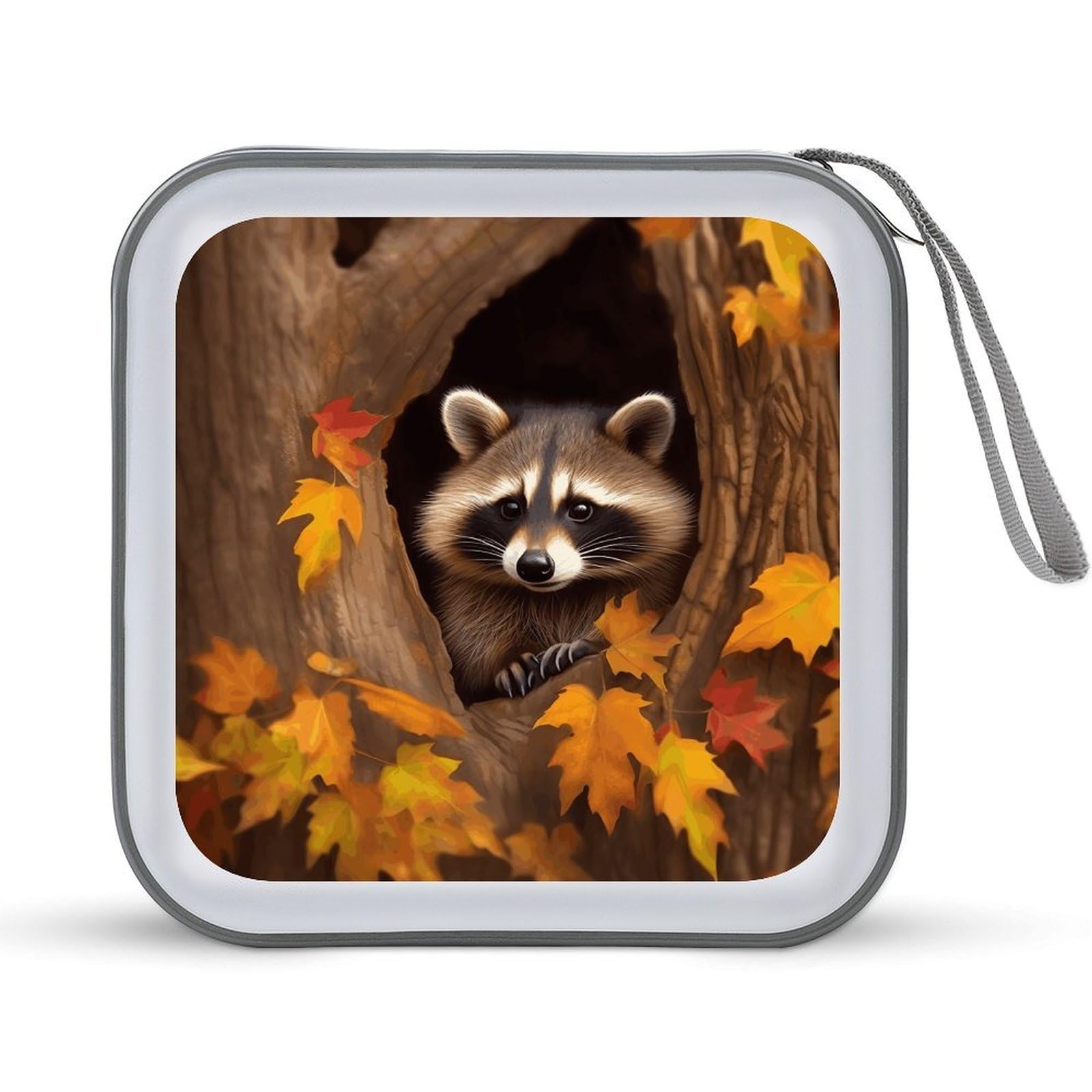 VstaDank - Raccoon on Autumn Tree CD Case 40 Capacity with Zipper Disc Organizer Portable CD Storage Organizer Hard Plastic Storage