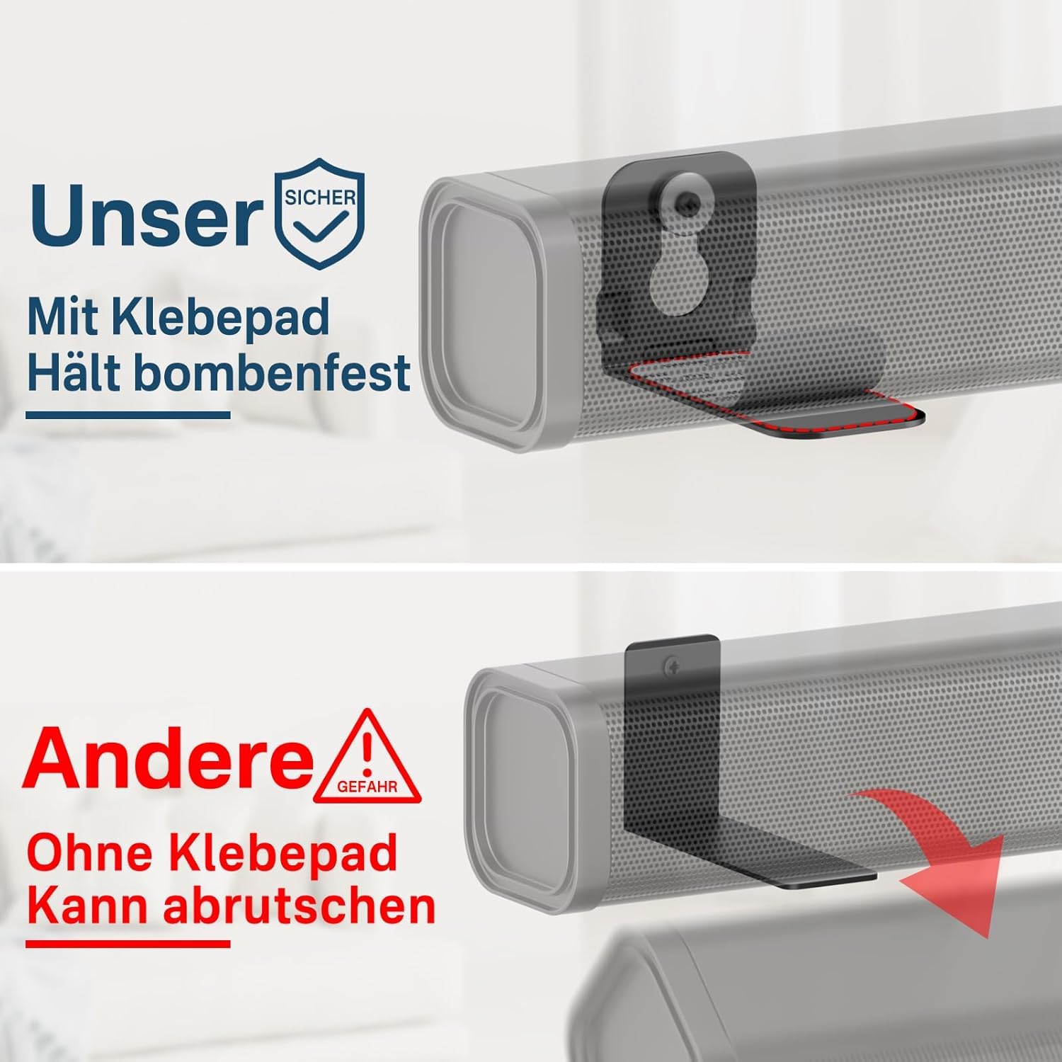 Supporto Soundbar da Parete Sotto TV, Staffa Universale per Soundbar – Compatibile con Samsung, LG, Sony, Bose, Vizio, Onn – Montaggio a Parete/Sotto TV