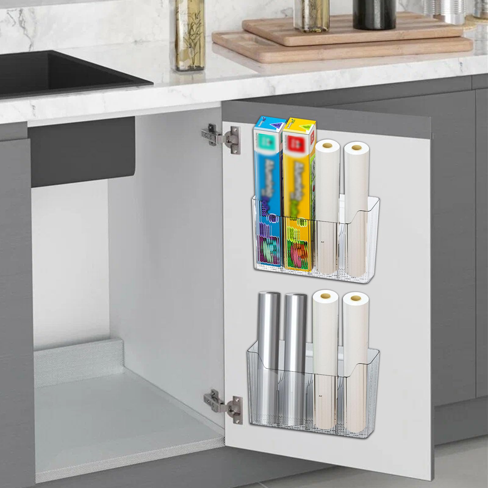 ZoeQide Folien Organizer 2er Set, Wandbox für Alufolie und Frischhaltefolie