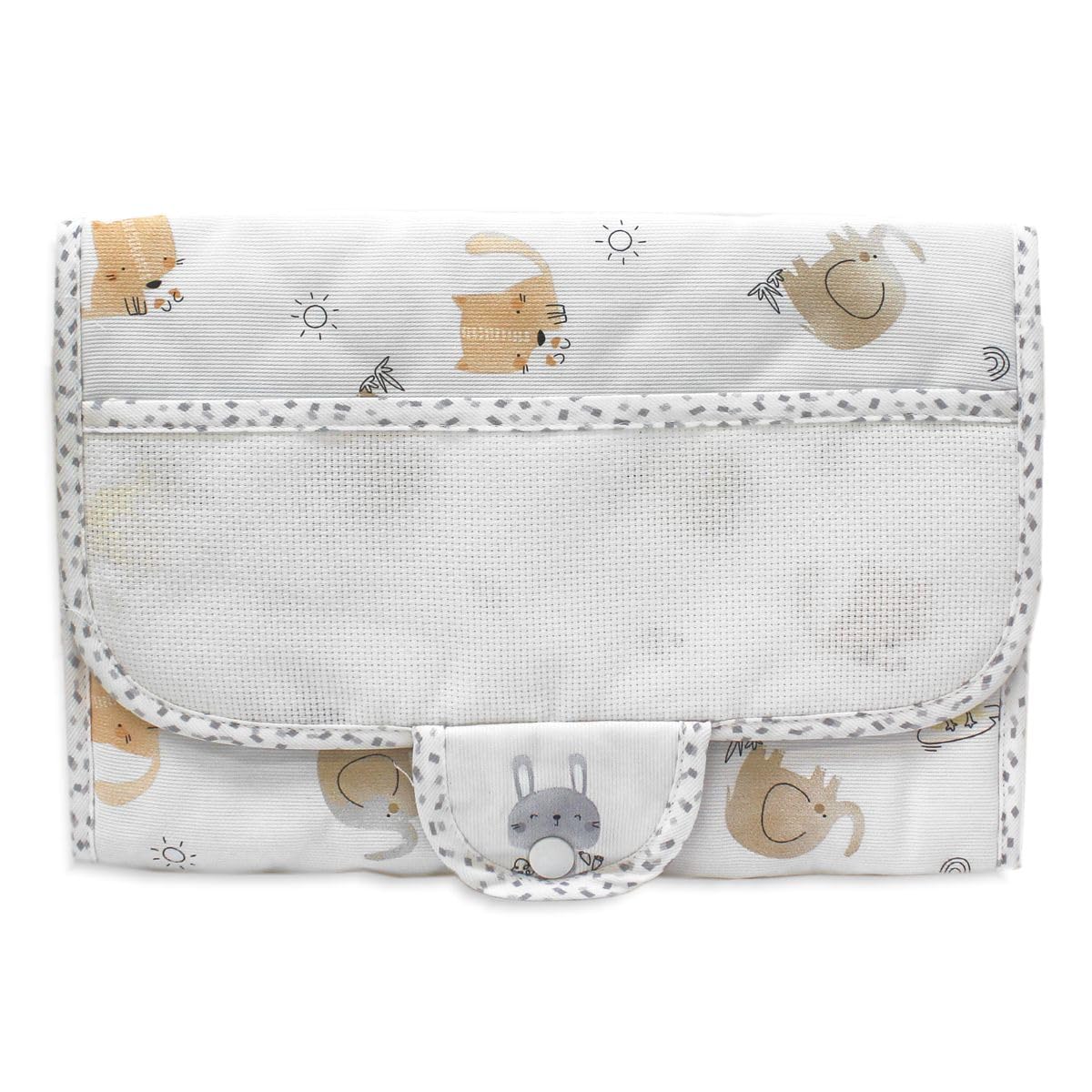 Busta porta accessori neonato, pochette porta accessori bimbo, coordinato Nascita da Ricamare a Punto Croce, porta pannolini salviettine e creme, set Neonato con Tela Aida, schema ricamo (26 Grigio)