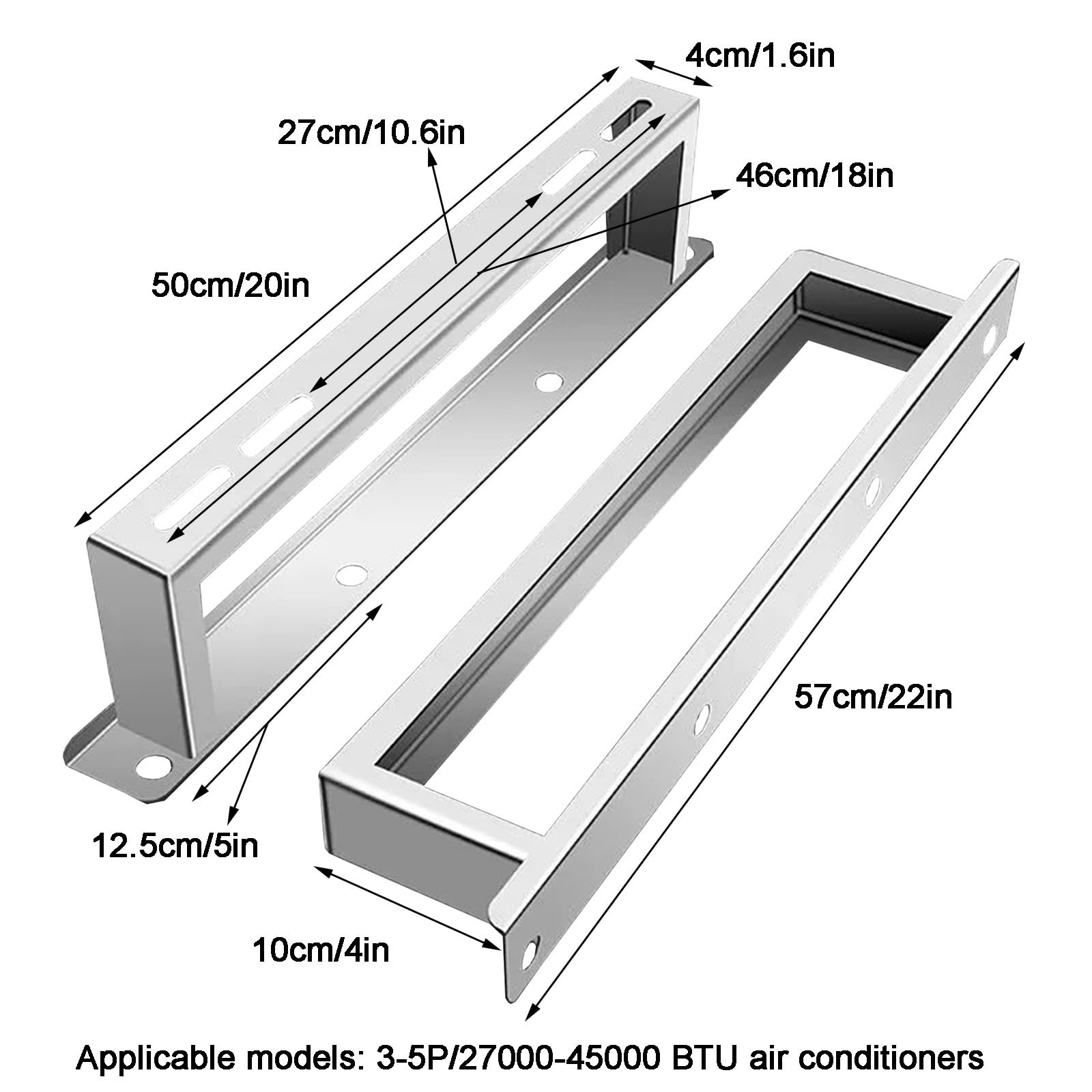 Staffe Condizionatore Esterno, Supporto da Terra per Condizionatori Mini Split, Base In Acciaio Inox per Condizionatori da 1 a 5 Unità, Portata 200 Kg(50cm/20in)