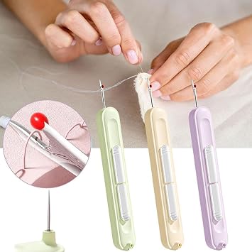 Pack of 6 2-in-1 Needle Threading Machine 2-in-1 Seam Cutting Tool Threader with Retractable Needle Threader Needle Threader Tool for Sewing Machine Suitable for Hand Sewing Knitting