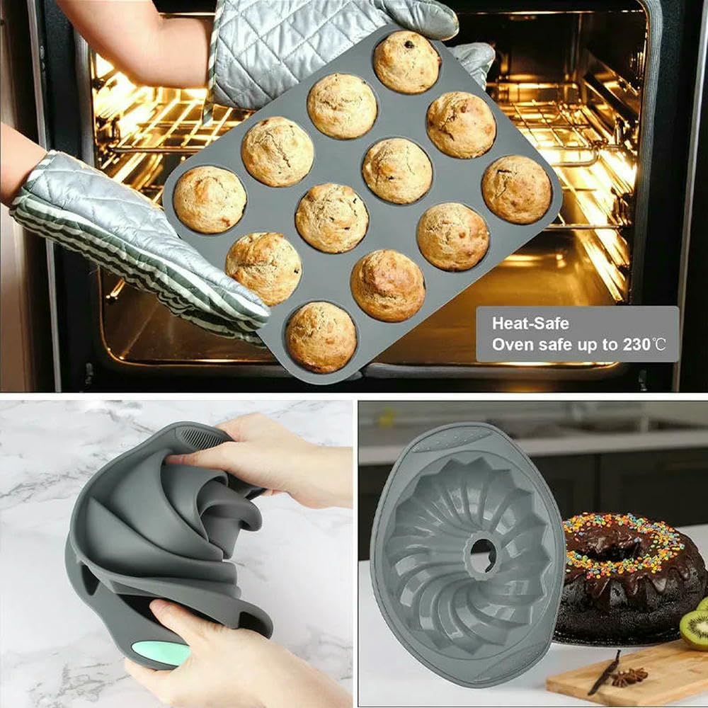 Molde de Silicona Pan, Muffins, Molde para Hornear Resistente al Calor, Juego de moldes para Pasteles de Cocina adecuados para Pasteles y Pan