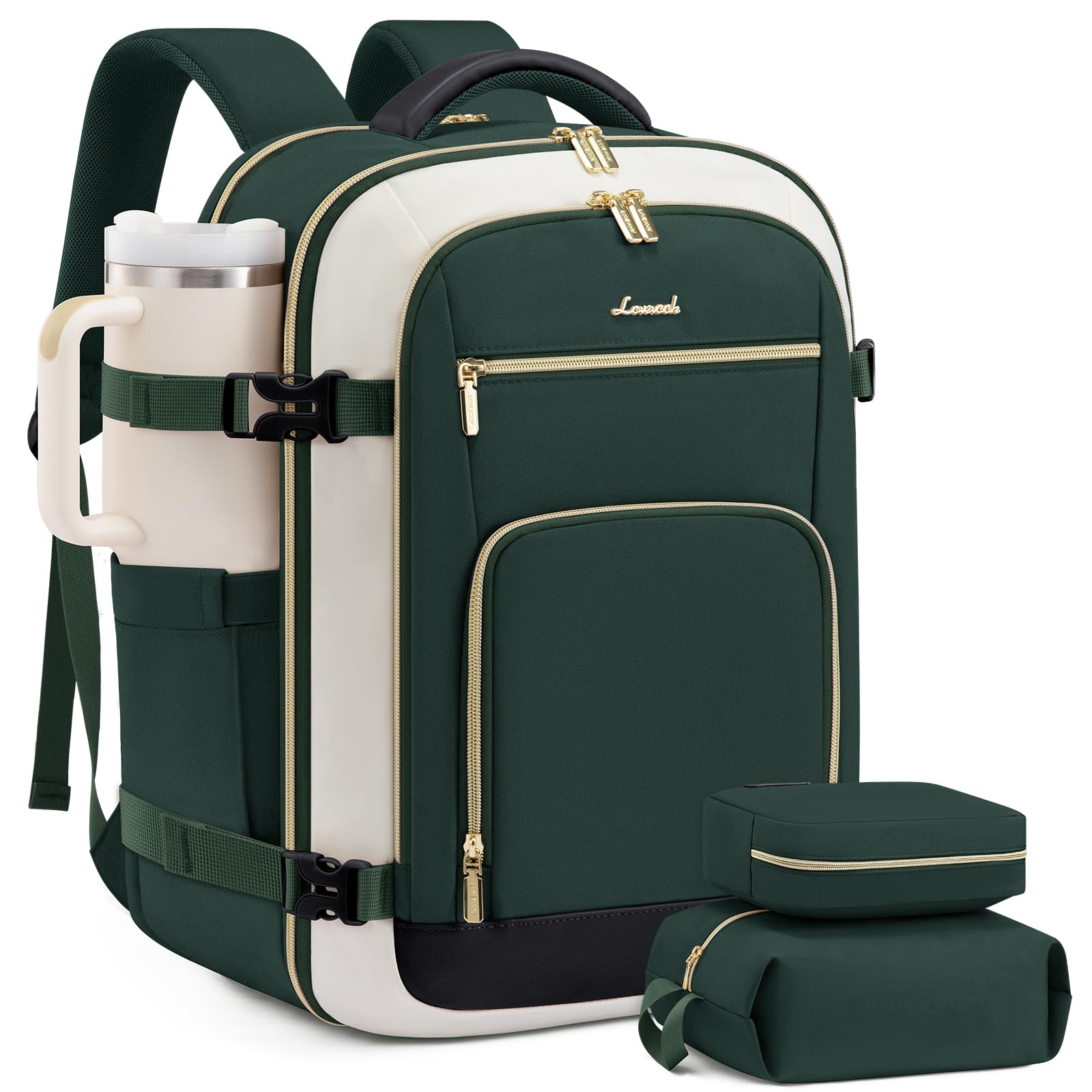 LOVEVOOK Carry On Travel Backpack For Women Flight Approved, 50L Personal Item Travel Bag for Airplanes, Business Weekender Fit 18 Inch Laptop, Waterproof Overnight Daypack with 3 Cubes