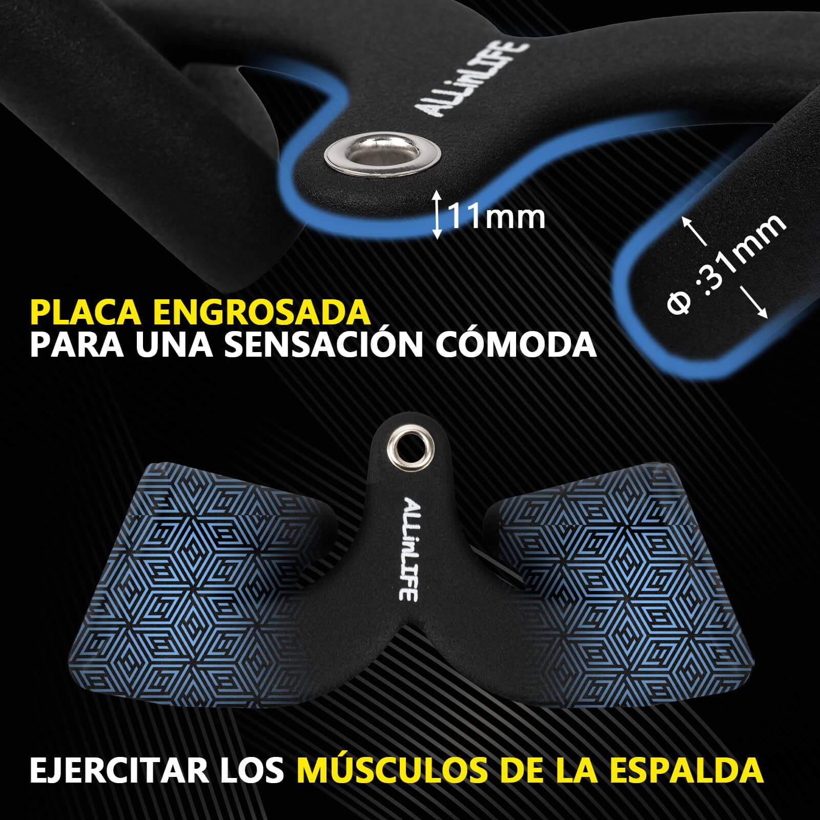 ALLINLIFE Agarres Poleas Gym Multifunción,Poleas Gimnasio Juego De Cinco Piezas,Accesorios para Máquina de Cable Entrenar Bíceps Tríceps Hombros Espalda