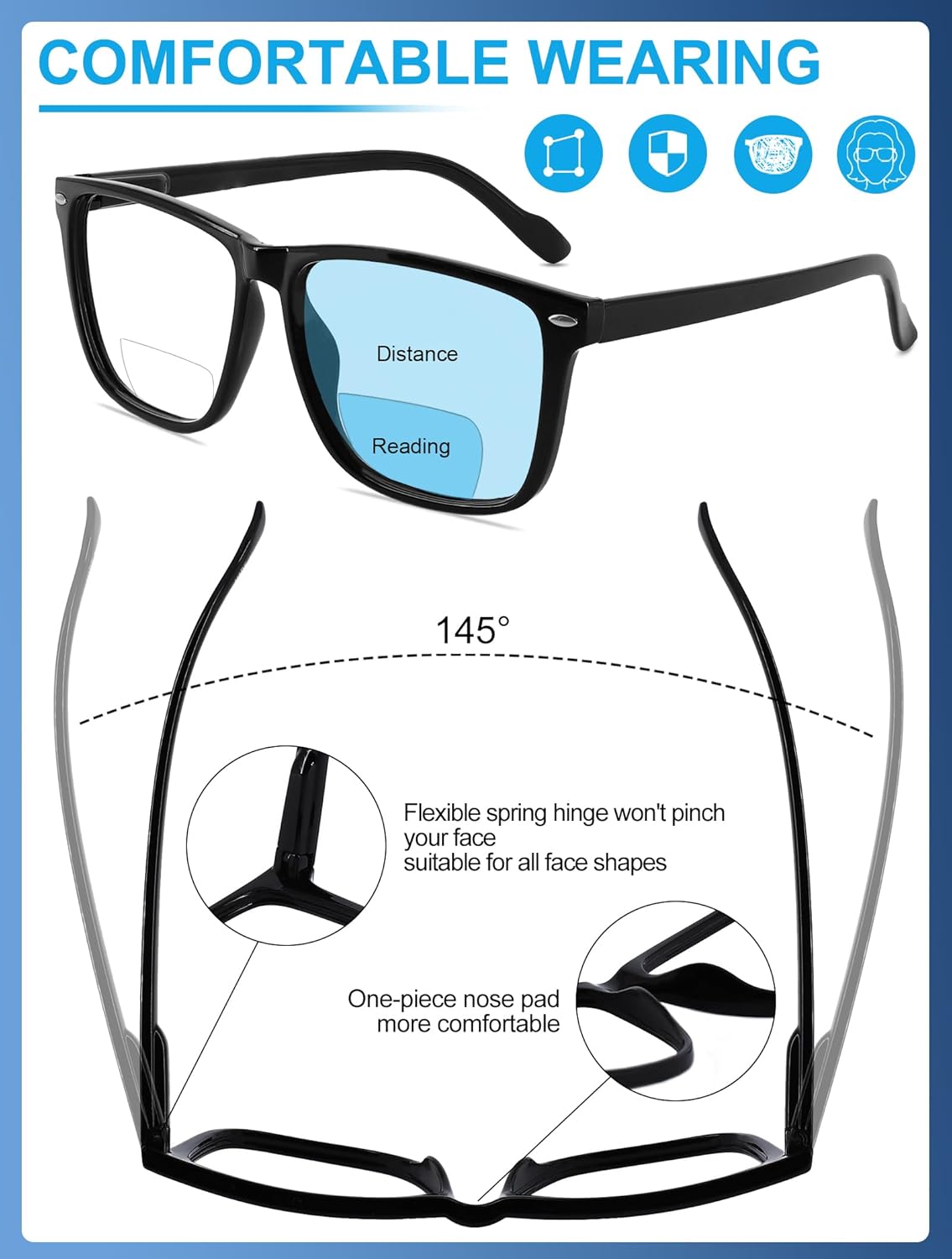 OCCI CHIARI Bifocal Reading Glasses Men Oversized Blue Light Blocking Readers 1.0 1.25 1.5 1.75 2.0 2.25 2.5 2.75 3.0 3.5 - Image 5