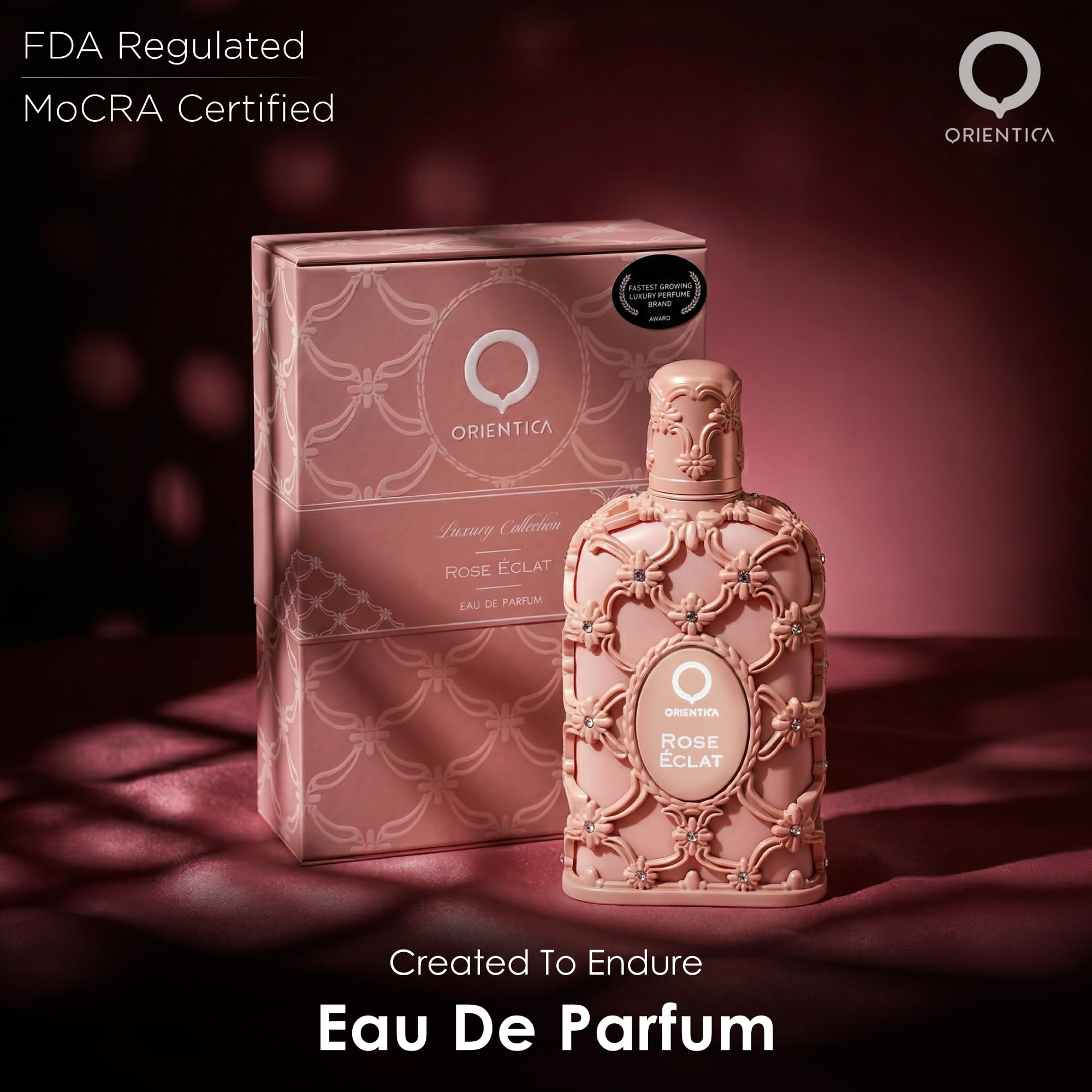 Orientica Luxury Collection Rose Eclat Eau de Parfum 80 ml | Długotrwałe arabskie perfumy dla mężczyzn i kobiet | Zapach róży, piżma i bursztynu