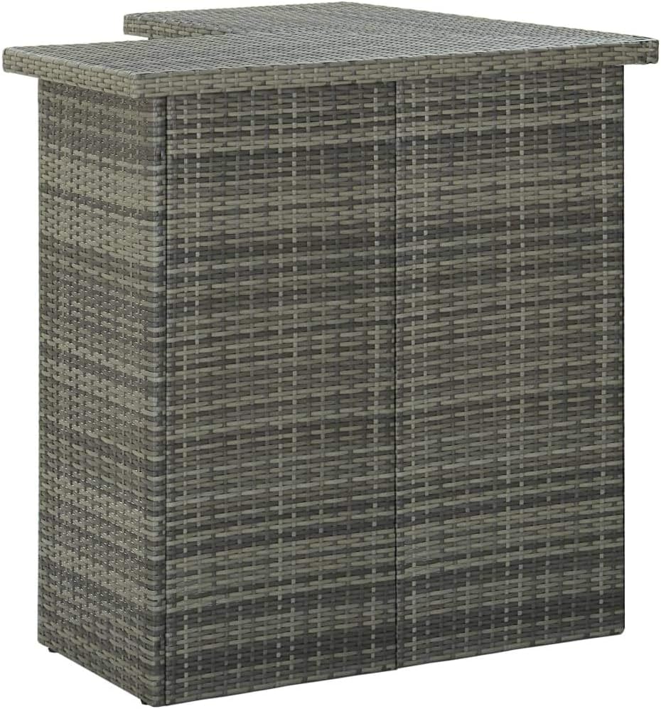 Terrace Furniture,Garden Furniture,Large Storage Space,4 Piece Garden Bar Set with Cushions Poly Rattan,Gray