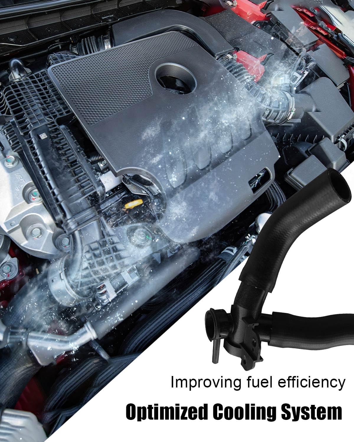 TIKSCIENCE Upper Radiator Coolant Hose Cap Assembly Compatible with Nissan Altima 2007-2013 Replace 21430-8991A 21501-9HA0A, Upper Radiator Coolant Filler Neck and Water Outlet Flange