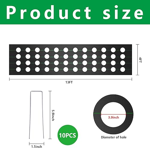 Miniatura 2 de CODREE 2 barreras resistentes de malezas para jardín, tela de paisaje de 13 x 4 pies con agujeros de plantación, tapete de jardinería para control