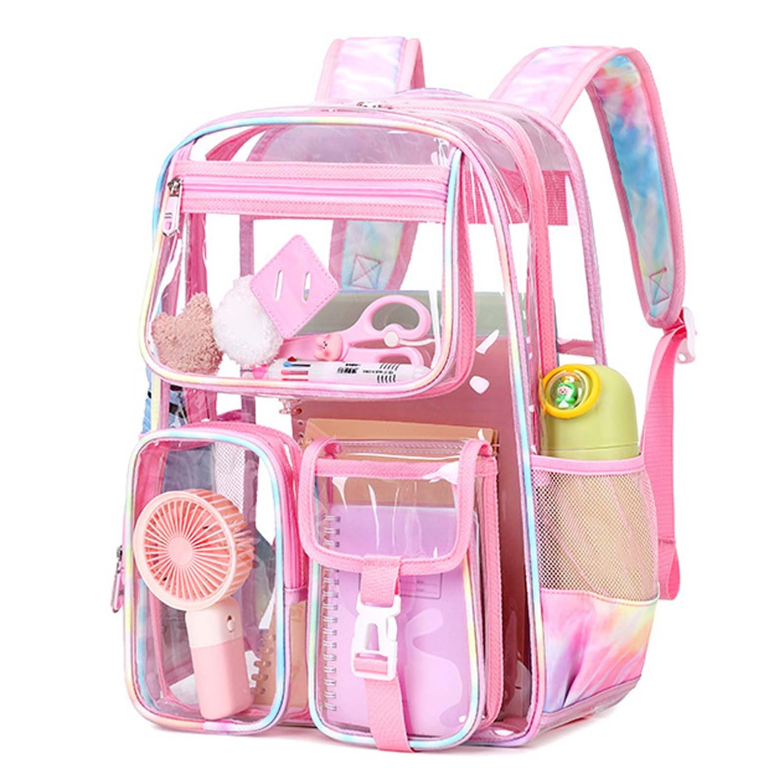 Zaino Bambini, Zaino Elementari Bambina Scomparti Multipli, Zaino Trasparente di Grande capacità per Ragazze delle scuole elementari e Medie 8-15
