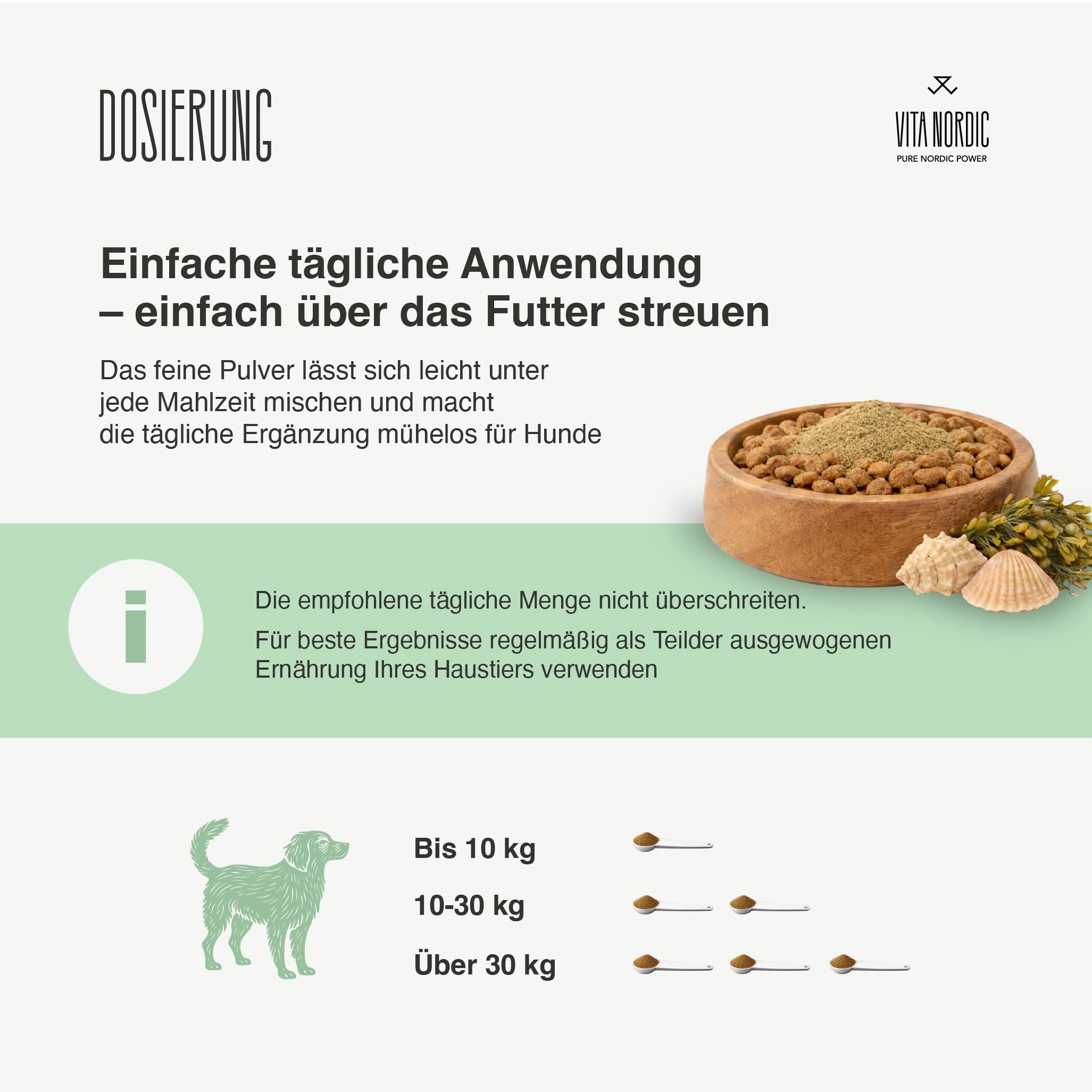 VITA Nordic Kelp Powder dla psów – 100% naturalne algi morskie (Ascophyllum Nodosum) przeciwko kamieniu nazębnemu i płytce nazębnej – wspomaga pielęgnację zębów, higienę jamy ustnej, skórę i sierść