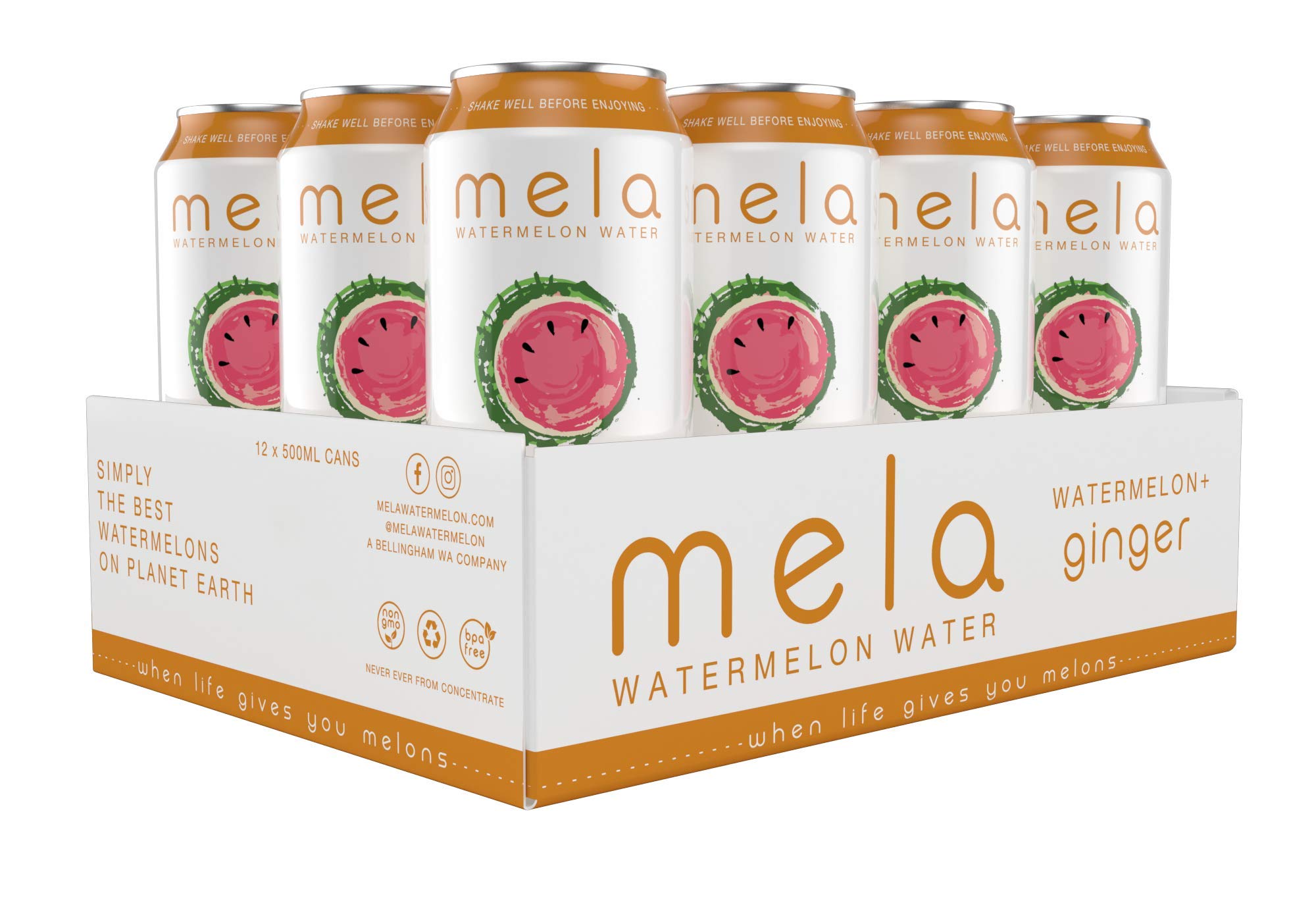 Amazon.com : Mela Watermelon Water - Watermelon + Ginger | 12 Pack