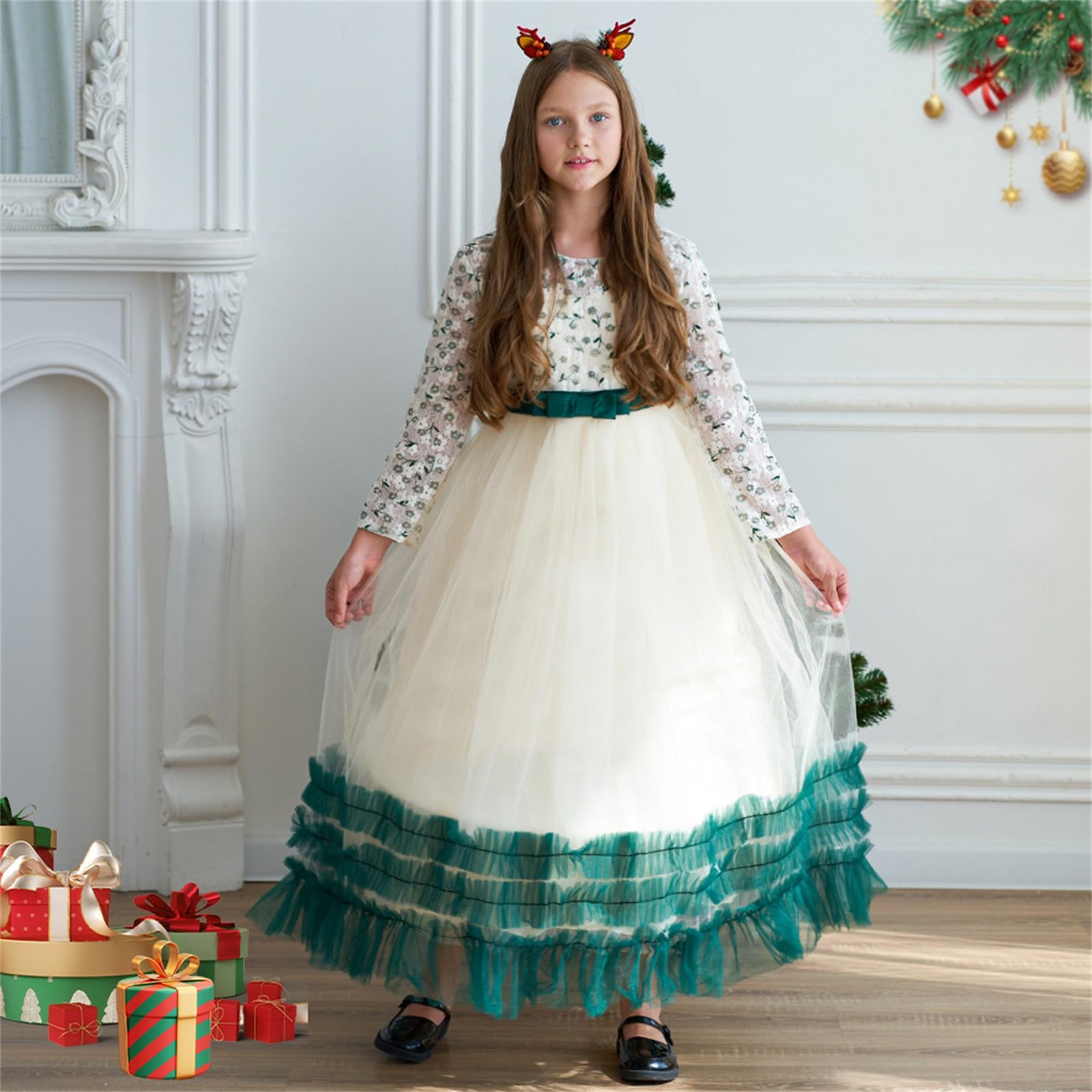 Generisch Vestidos para niñas vestidos de niña traje de Navidad para niñas vestido de Navidad Nochevieja cálido y acogedor vestido con purpurina para niños pequeños ropa de bebé niñas