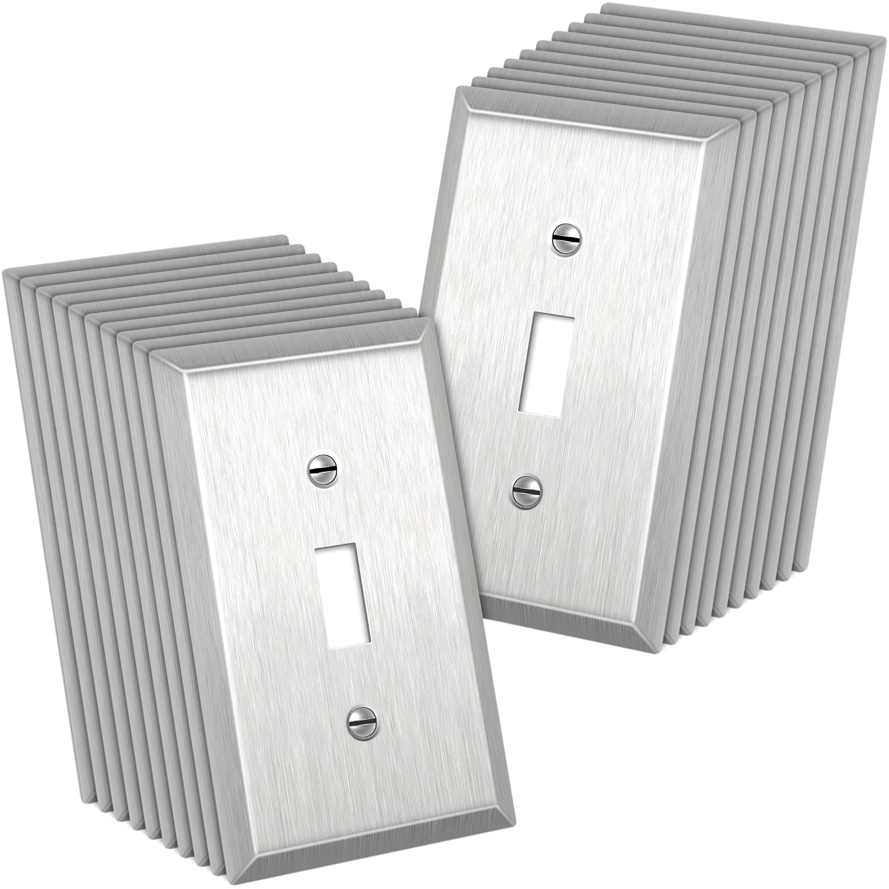 Photo 1 of CML Hardware 1-Gang Toggle Light Switch Stainless Steel Wall Plate, 20 Pack
