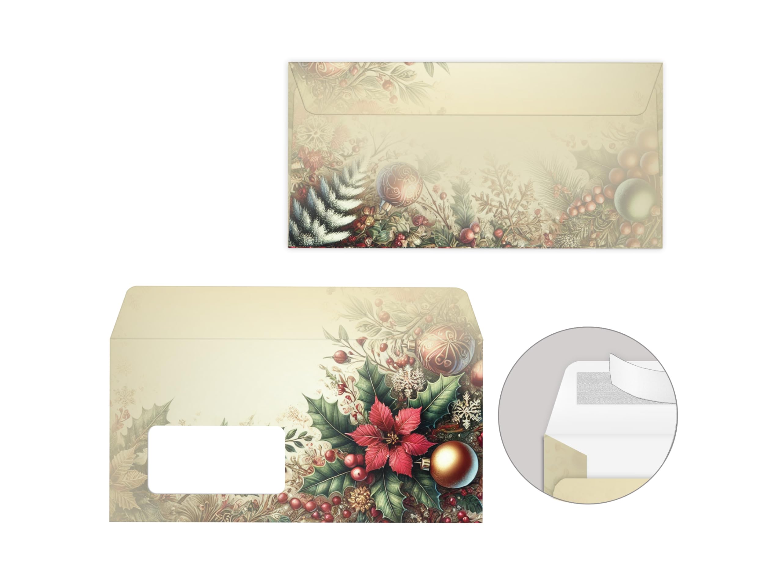 Briefpapier Weihnachten Weihnachtsbriefpapier mit Umschlag Umschlägen mit Fenster Weihnachtspapier A4 für Kunden (250 Blätter + 250 Umschläge)