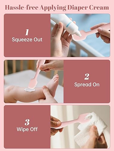 Miniatura 4 de Espátula de crema para pañales, paquete de 2 espátulas para glúteos, tamaño completo + mini aplicador de crema de pañales de silicona para bebés,