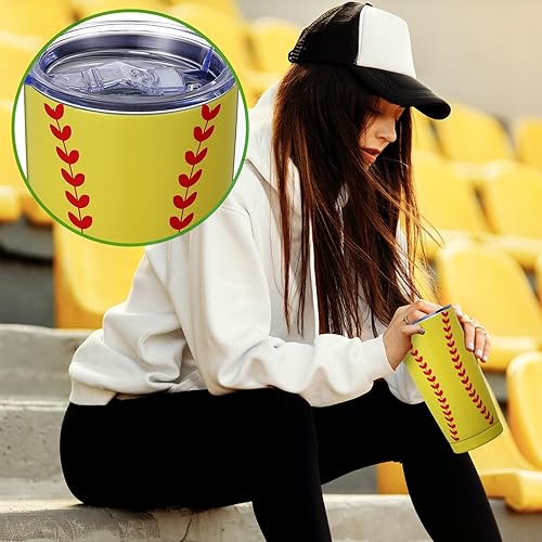 Miniatura 5 de 3 piezas de regalos novedosos de sóftbol para mujeres, hombres y adolescentes, vaso de acero inoxidable aislado al vacío de 20 onzas con tapa,