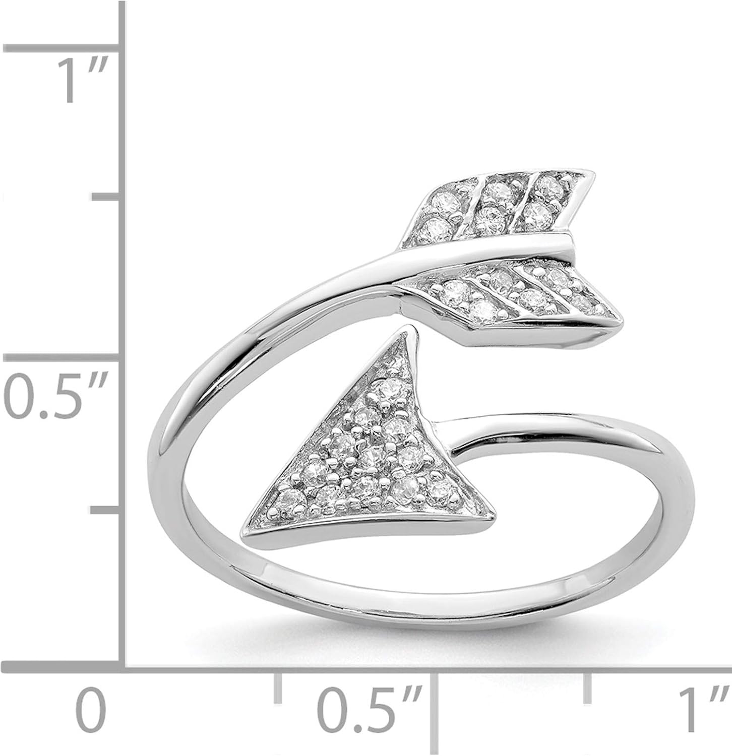Sterling Silver Rhodium-Plated Adjustable Polished Cz Arrow Ring - Jewelry By Sweet Pea