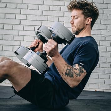 NUOBELL Adjustable Dumbbell Set, 5-50 LB or 5-80 LB, Easy Twist 2024-25 Model, All-In-One Weights Set (Pair) for Home, Original Manufacturer